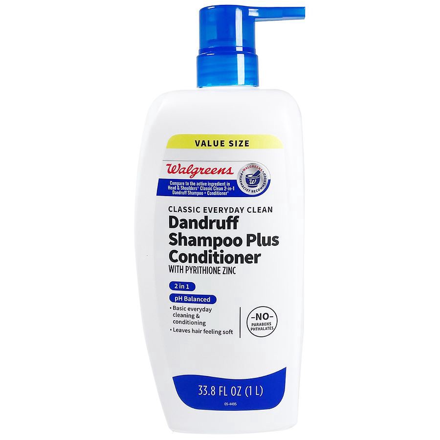 slide 1 of 5, Walgreens Classic Everyday Clean 2 in 1 Dandruff Shampoo Plus Conditioner, 33.8 fl oz