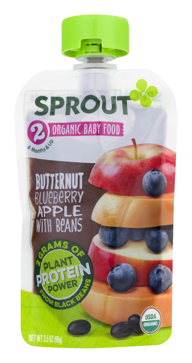 slide 1 of 1, Sprout Organic Baby Food Butternut Blueberry Apple with Beans, 3.5 oz