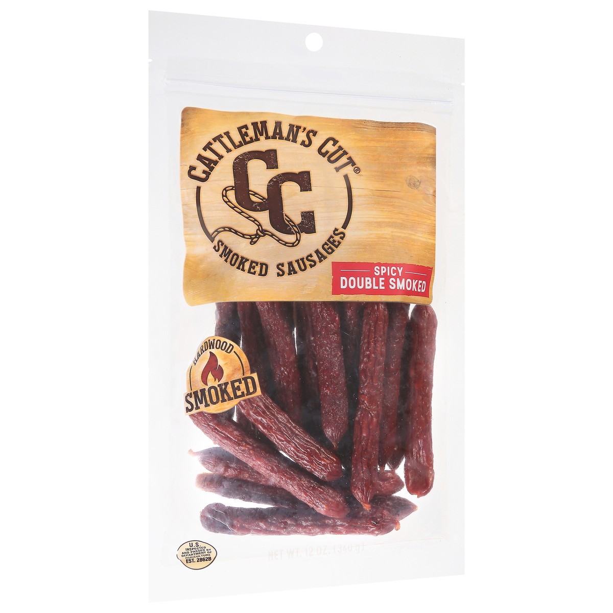 slide 2 of 9, Cattleman's Cut Spicy Double Smoked Sausages 12 oz, 12 oz