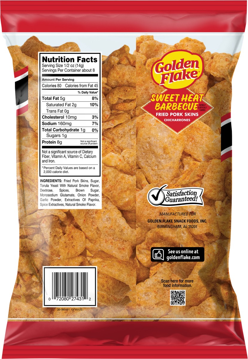 slide 9 of 13, Golden Flake 4 oz Golden Flake Sweet Heat Pork Rind, 4 oz