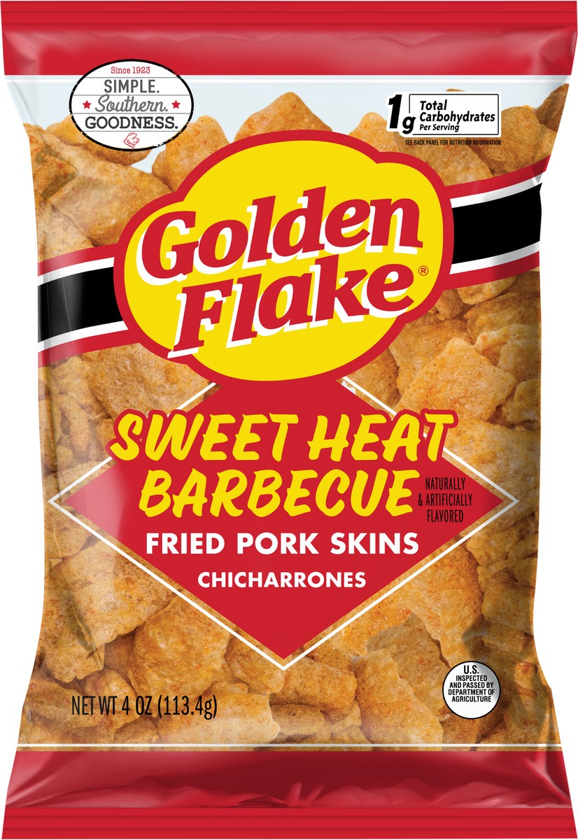 slide 12 of 13, Golden Flake 4 oz Golden Flake Sweet Heat Pork Rind, 4 oz