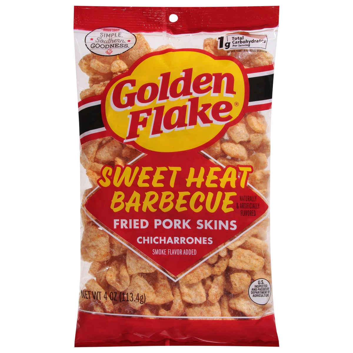 slide 1 of 13, Golden Flake 4 oz Golden Flake Sweet Heat Pork Rind, 4 oz