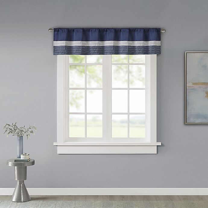 slide 1 of 6, Madison Park Amherst Window Valance - Navy, 1 ct