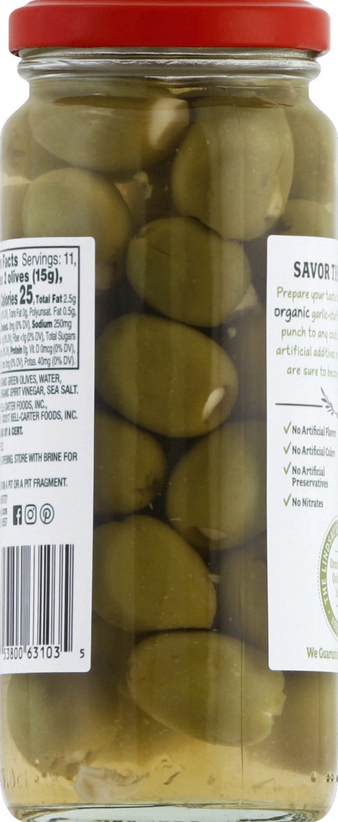 slide 6 of 7, Lindsay Organic Garlic Green Olives 6 oz, 