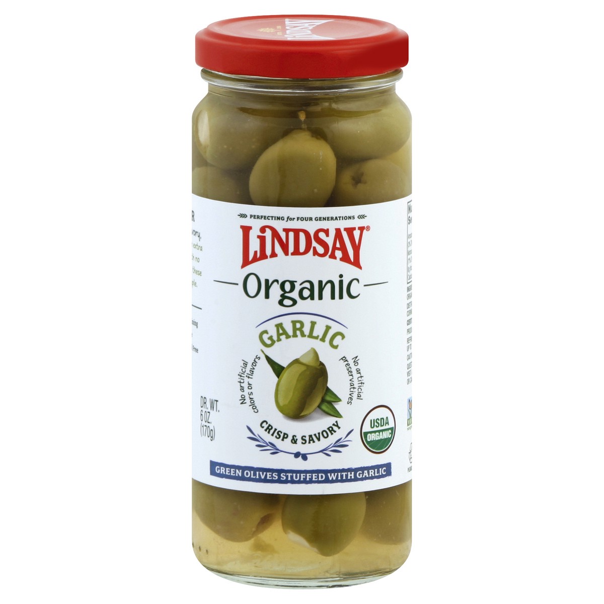 slide 7 of 7, Lindsay Organic Garlic Green Olives 6 oz, 