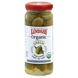 Lindsay Organic Garlic Green Olives 6 fl oz