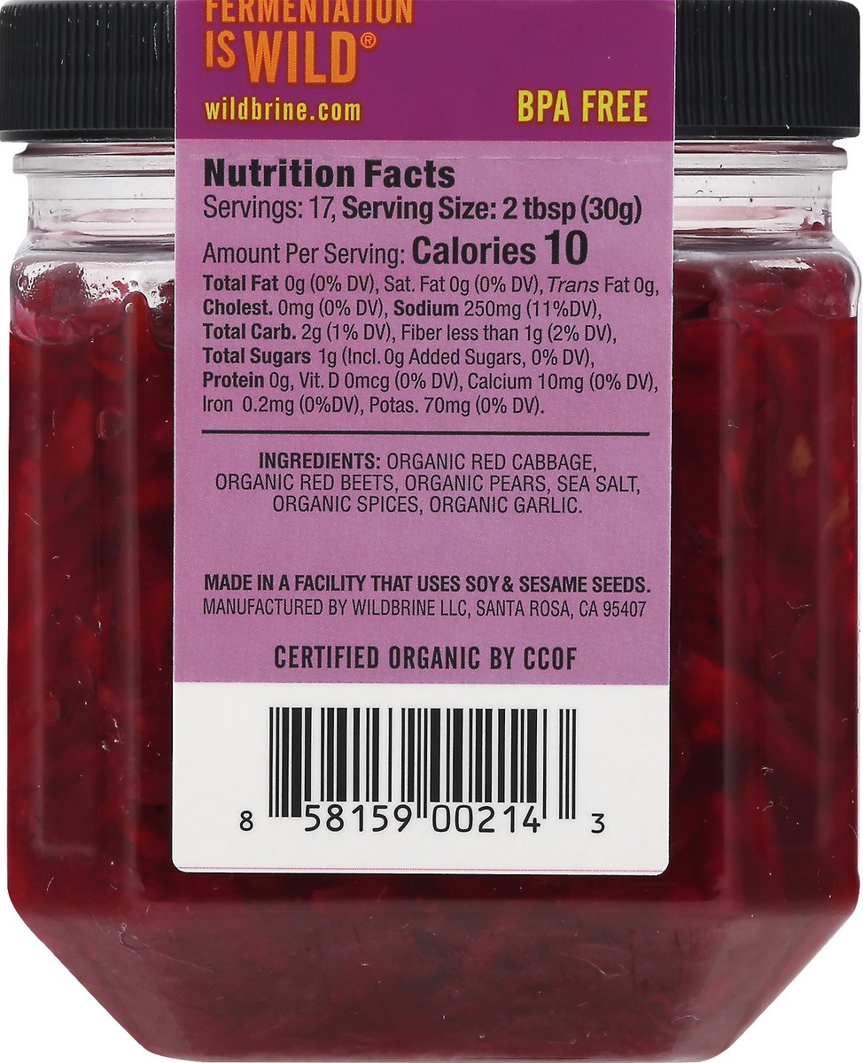 slide 4 of 9, wildbrine Organic Red Beet Red Cabbage Sauerkraut, 