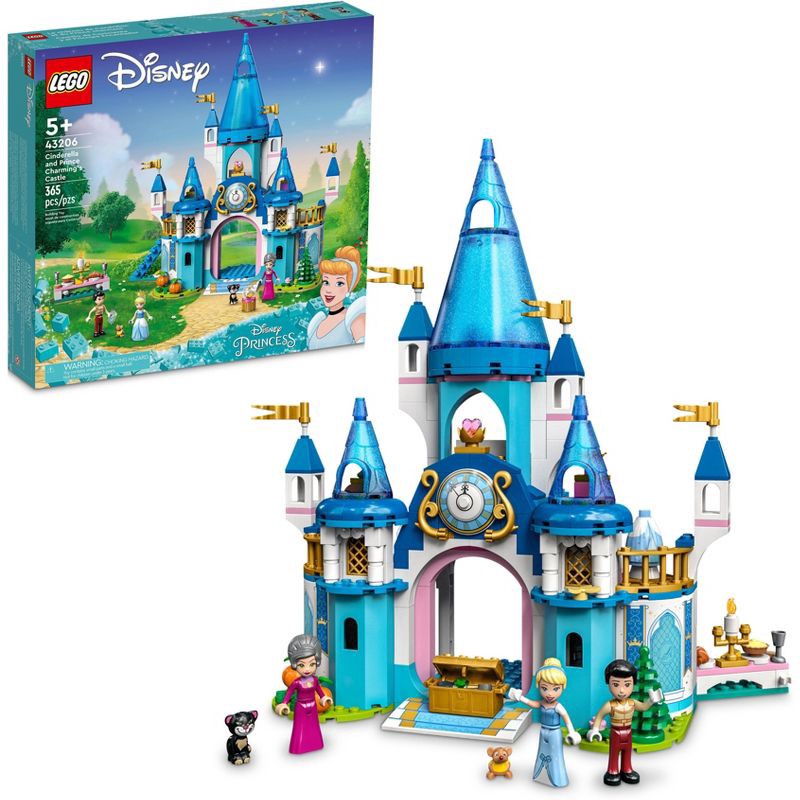 slide 1 of 6, LEGO Disney Cinderella & Prince Charming's Castle Set 43206, 1 ct