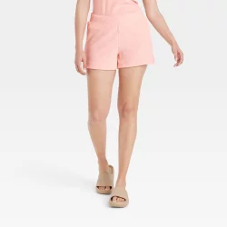 Women's Mid-Rise Pull-On Shorts - A New Day Blush XL