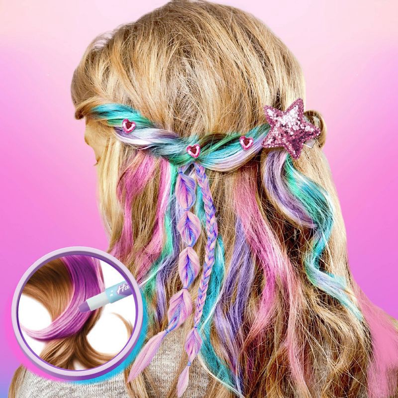 slide 3 of 5, GenMe Rainbow Hair Chalk Studio: Styling Set with Gemstones & Fashion Clip for All Hair Types, 1 ct
