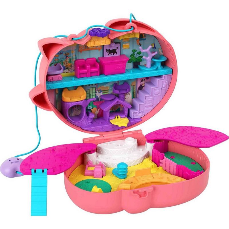 slide 1 of 6, Polly Pocket Starring Shani Cuddly Cat Purse Compact Playset, 1 ct