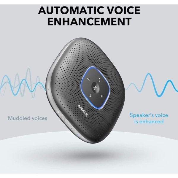 slide 6 of 6, Anker Powerconf Bluetooth Speakerphone With 6 Microphones, Enhanced Voice Pickup, 24 Hour Call Time, Bluetooth 5, Usb C Connection, Compatible With Leading Platforms, Poweriq Technology - Usb - Microphone - Battery - Desktop, 1 ct