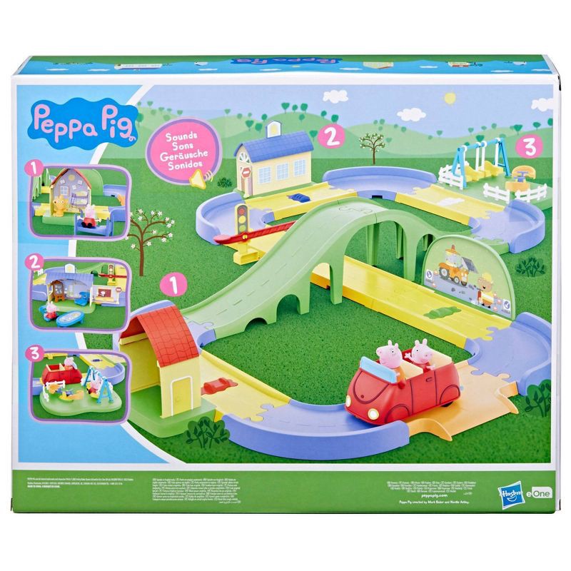 slide 4 of 9, Peppa Pig All Around Peppa's Town Set with Adjustable Track, 1 ct