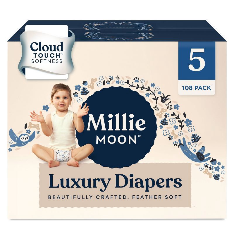 slide 1 of 10, Millie Moon Luxury Disposable Diapers - Size 5 - 108ct, 5 x 108 ct