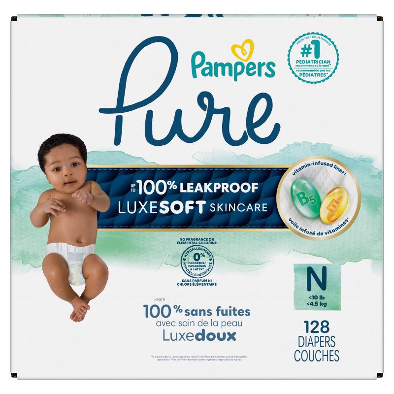 slide 13 of 16, Pampers Pure Protection Diapers Pack - Size 0 - 128ct, 0 x 128 ct