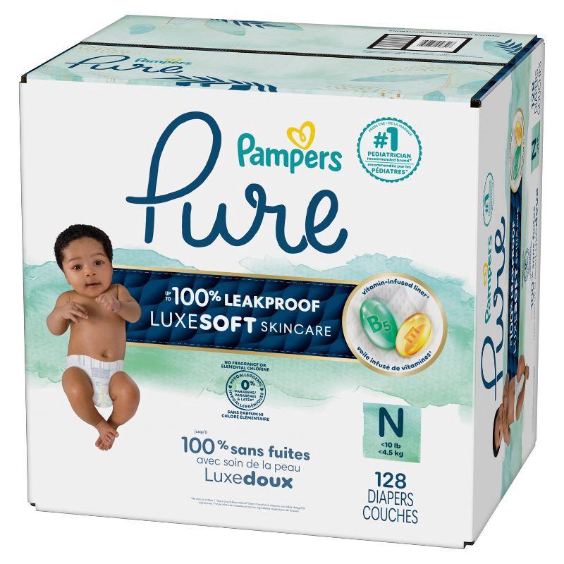 slide 14 of 16, Pampers Pure Protection Diapers Pack - Size 0 - 128ct, 0 x 128 ct