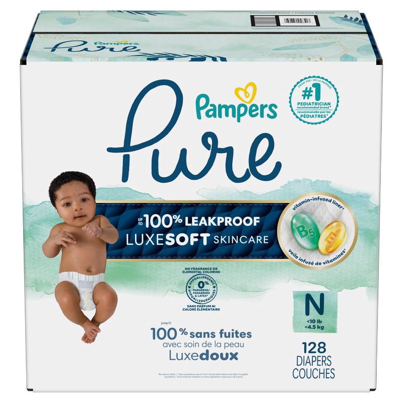 slide 16 of 16, Pampers Pure Protection Diapers Pack - Size 0 - 128ct, 0 x 128 ct