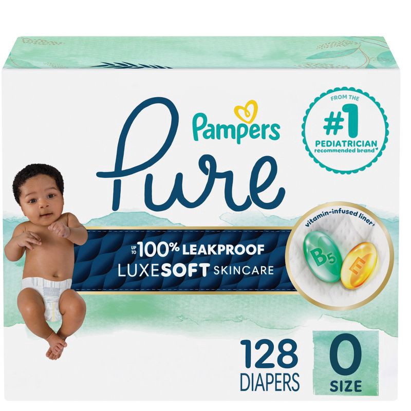 slide 1 of 16, Pampers Pure Protection Diapers Pack - Size 0 - 128ct, 0 x 128 ct