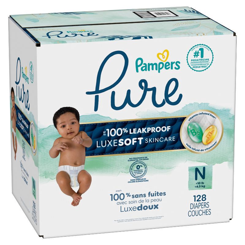slide 15 of 16, Pampers Pure Protection Diapers Pack - Size 0 - 128ct, 0 x 128 ct