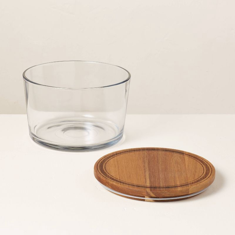 104oz Glass Serve Bowl with Wood Lid - Hearth & Hand™ with Magnolia