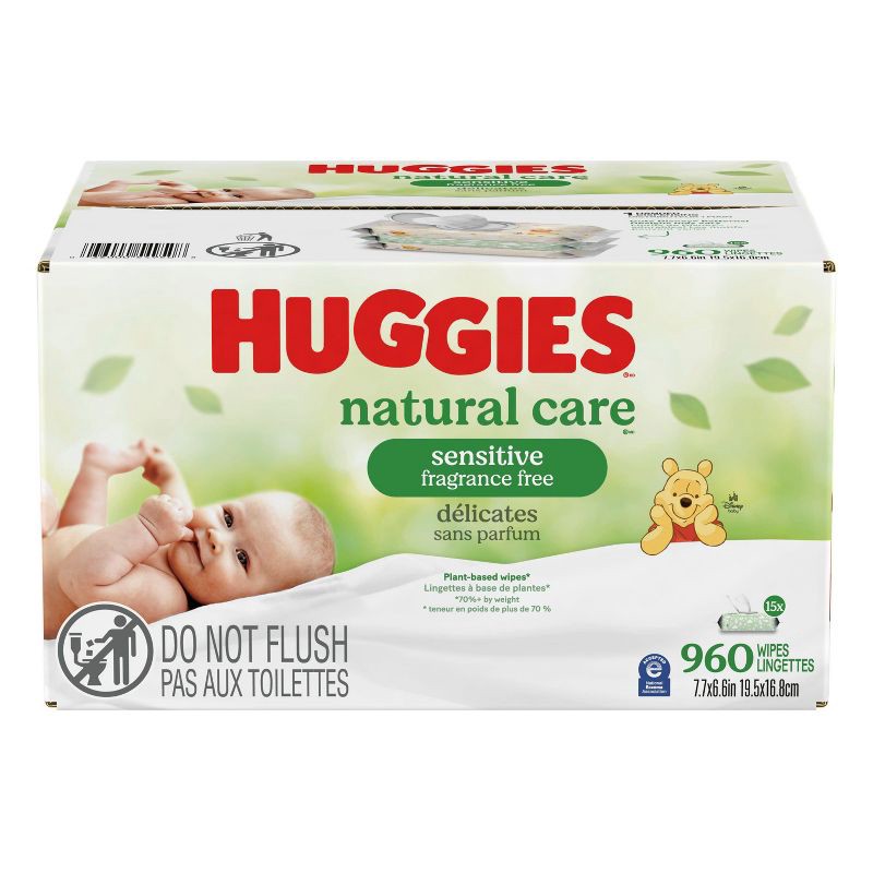 slide 2 of 10, Huggies Natural Care Sensitive Unscented Baby Wipes- 15 pack (960ct total wipes), 15 ct, 960 ct