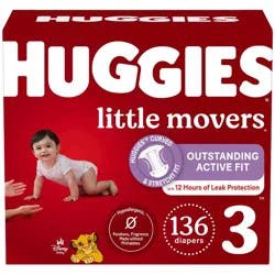 Huggies Little Movers Diapers - Size 3 - 136ct