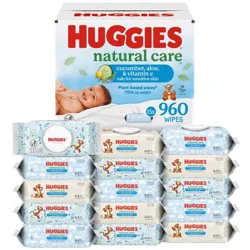 Huggies Natural Care Scented Cucumber, Aloe, & Vitamin E Baby Wipes - 960ct - 15pk