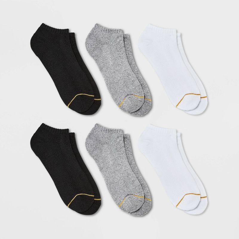 slide 2 of 5, GOLDTOE Signature Collection Signature Gold by GOLDTOE Men's Modern Essential No Show Socks 6pk - Light Gray/White 6-12.5, 6 ct