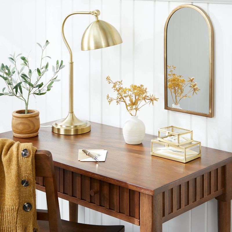 slide 3 of 4, Hearth & Hand with Magnolia Arched 8" x 16" Metal Frame Wall Mirror Brass Finish - Hearth & Hand™ with Magnolia, 1 ct