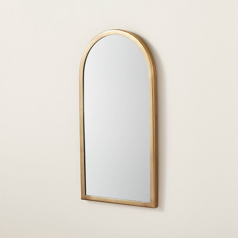slide 4 of 4, Hearth & Hand with Magnolia Arched 8" x 16" Metal Frame Wall Mirror Brass Finish - Hearth & Hand™ with Magnolia, 1 ct