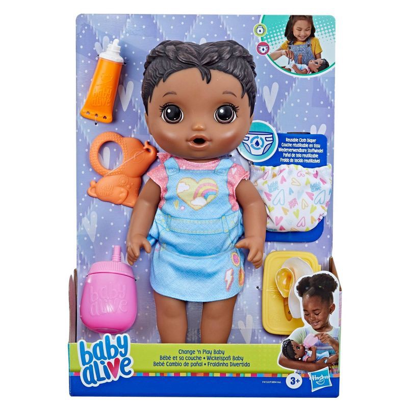 slide 2 of 4, Baby Alive Change 'n Play Baby Doll - Black Hair, 1 ct