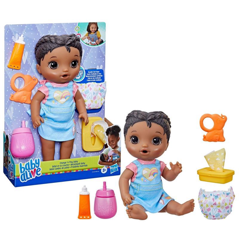 slide 3 of 4, Baby Alive Change 'n Play Baby Doll - Black Hair, 1 ct