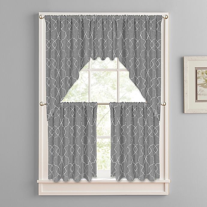 slide 3 of 3, Colordrift Mandy Rod Pocket Kitchen Window Swag Pair - Charcoal, 1 ct