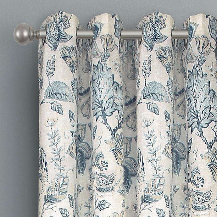 slide 2 of 5, Bastille Floral Grommet 100% Blackout Window Curtain Panel - Indigo, 63 in