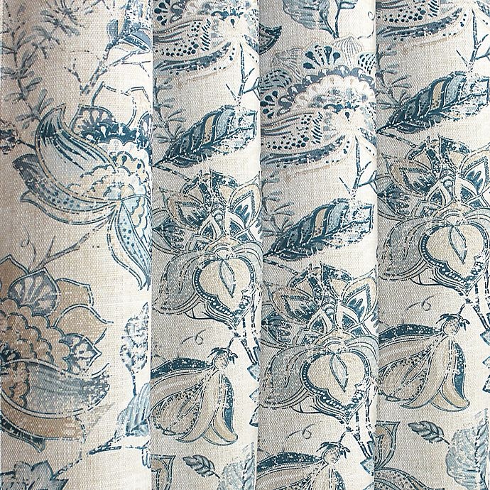 slide 4 of 5, Bastille Floral Grommet 100% Blackout Window Curtain Panel - Indigo, 63 in