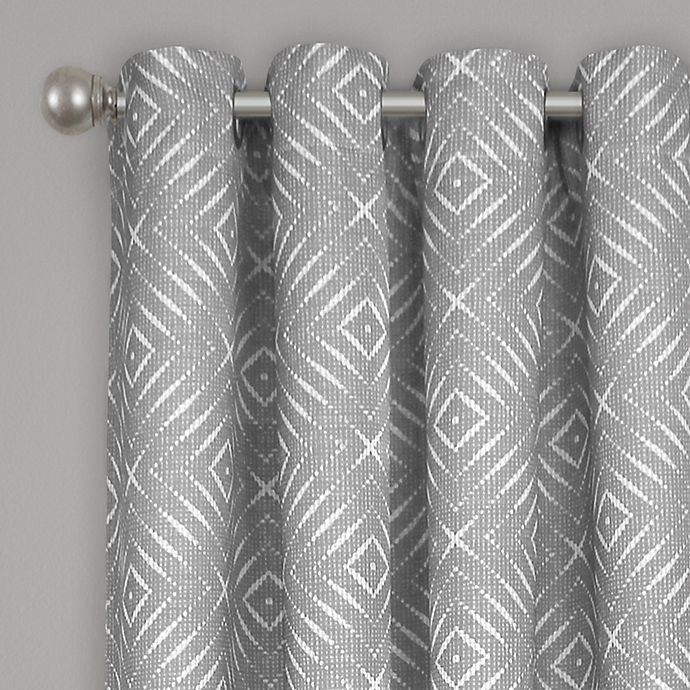 slide 3 of 5, Colordrift Bastille Geometric Grommet Blackout Window Curtain Panel - Platinum, 63 in