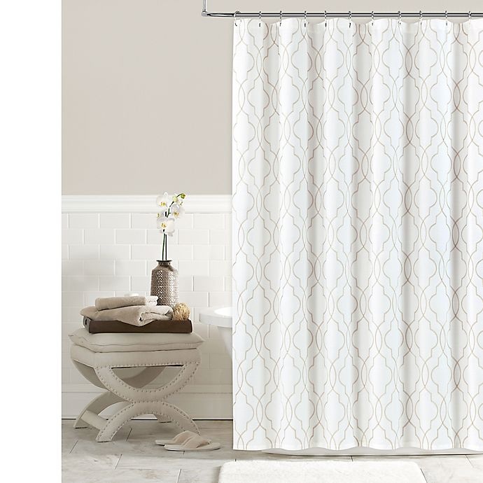 slide 1 of 2, Colordrift Brianna Fret Shower Curtain - Ivory, 72 in x 84 in