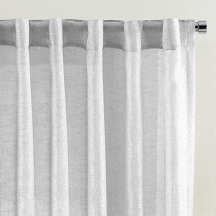 slide 2 of 2, Colordrift Metallic Luxe Rod Pocket/Back Tab Light Filtering Window Curtain Panel - White, 84 in