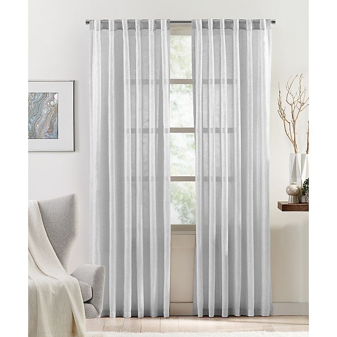 slide 1 of 2, Colordrift Metallic Luxe Rod Pocket/Back Tab Light Filtering Window Curtain Panel - White, 108 in