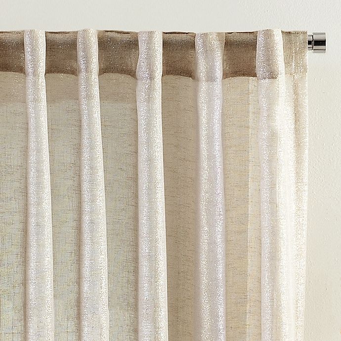 slide 2 of 2, Colordrift Metallic Luxe Rod Pocket/Back Tab Light Filtering Window Curtain Panel - Beige, 108 in