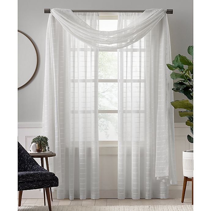 slide 2 of 3, Colordrift Charlie Sheer Rod Pocket Window Curtain Panel - White, 84 in