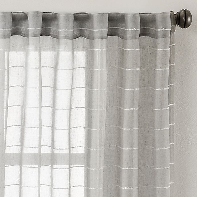 slide 3 of 3, Colordrift Inez Stripe Rod Pocket/Back Tab Sheer Window Curtain Panel - Grey, 63 in