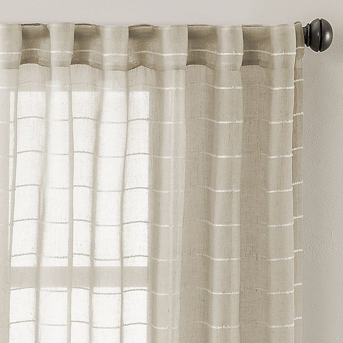 slide 3 of 3, Colordrift Inez Stripe Rod Pocket/Back Tab Sheer Window Curtain Panel - Natural, 84 in