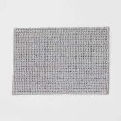 17"x24" Chunky Chenille Cushion Foam Bath Rug Light Gray - Room Essentials™: Heavyweight, Non-Skid, Tufted, Machine Made