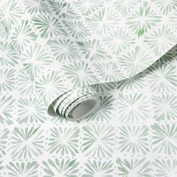 Block Print Tile Peel and Stick Wallpaper Sage - Threshold™
