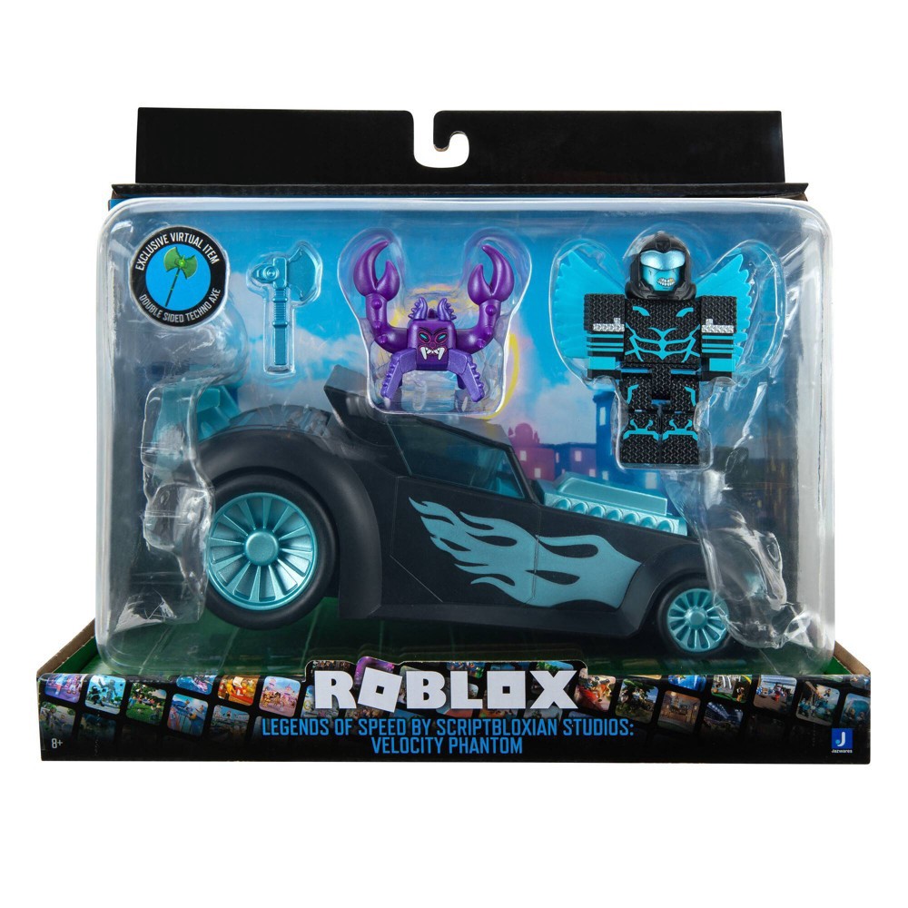slide 2 of 5, Roblox Action Collection - Legends of Speed: Velocity Phantom Deluxe Vehicle with Figures, 1 ct