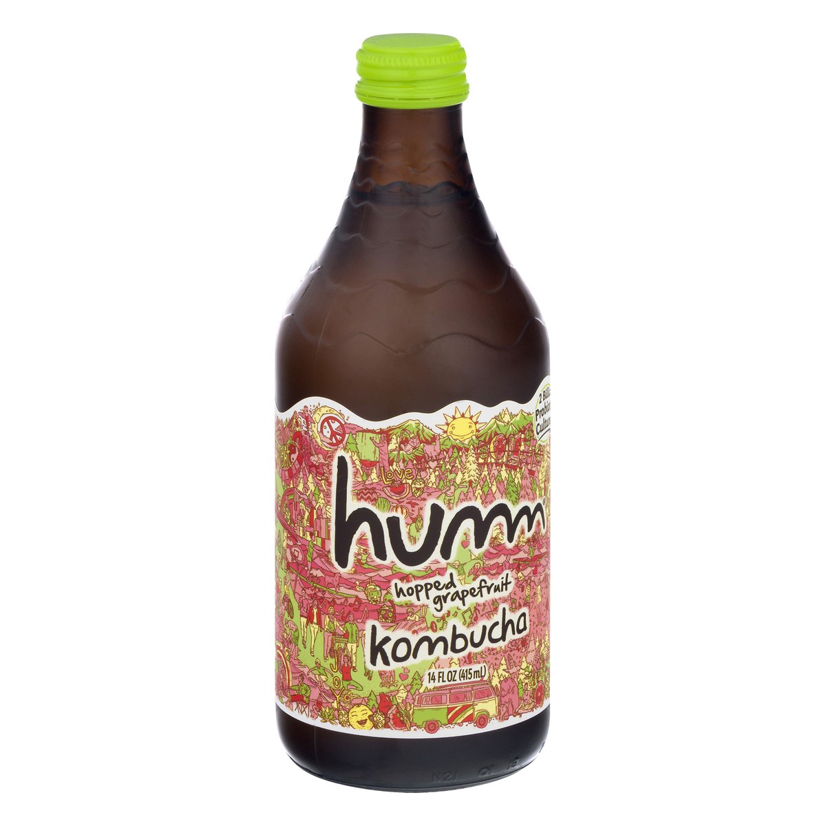 slide 2 of 9, Humm Hopped Grapefruit Kombucha 14 oz, 414 ml