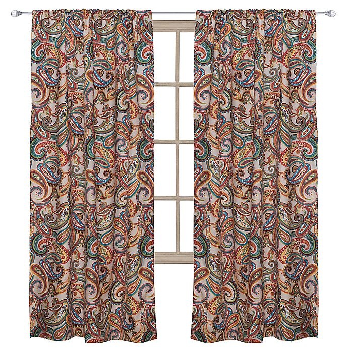 slide 1 of 1, Levtex Home Alyssa Rod Pocket Paisley Window Curtain Panel - Beige, 55 in