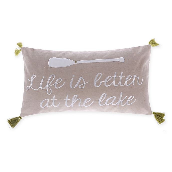 slide 1 of 1, Levtex Home Life is Better Lake with Tassels Oblong Throw Pillow - Taupe, 1 ct