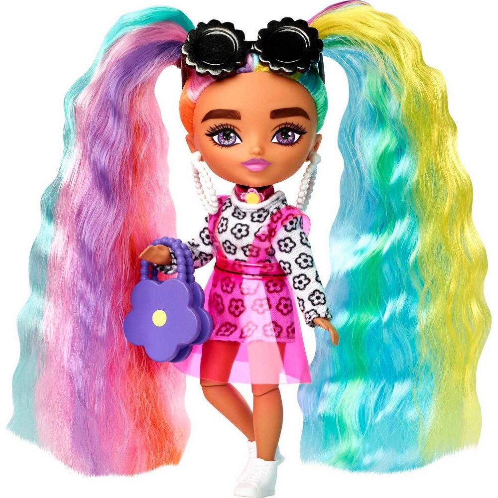 slide 5 of 6, Barbie Extra Minis Doll #6 - Flower Print Dress, 1 ct